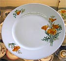 A plate in the "California Poppy" pattern of the "Santa Fe Railway" with rare Boucher back stamp